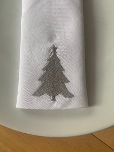 Silver Christmas Tree Napkin
